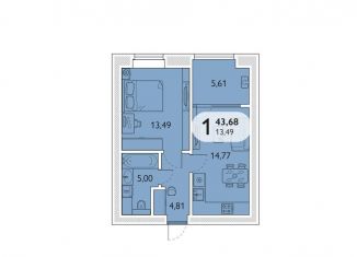 Продажа 1-комнатной квартиры, 43.7 м2, Брянская область, микрорайон Мегаполис-Парк, 23к2