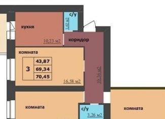 Продам трехкомнатную квартиру, 70.5 м2, Ярославль, Дзержинский район