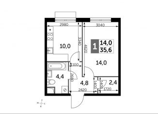 Продажа 1-комнатной квартиры, 35.6 м2, посёлок Развилка