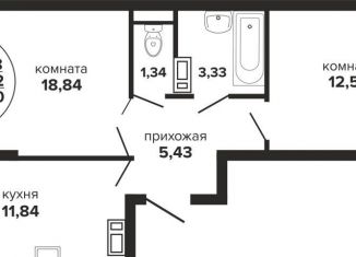 Продажа 2-комнатной квартиры, 56.6 м2, Краснодар, Прикубанский округ, Российская улица, 257/7лит1