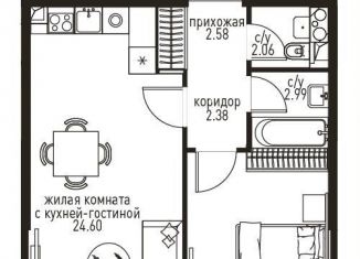 Продажа однокомнатной квартиры, 48 м2, Москва, метро Проспект Вернадского, жилой комплекс Инноватор, кБ