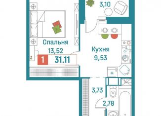 Продам 1-комнатную квартиру, 31.1 м2, Ленинградская область