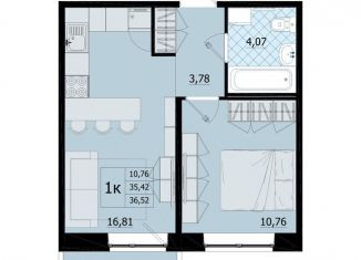 Продается 1-комнатная квартира, 36.5 м2, поселок Бугры