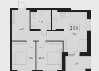 Продам двухкомнатную квартиру, 59.3 м2, Брянская область
