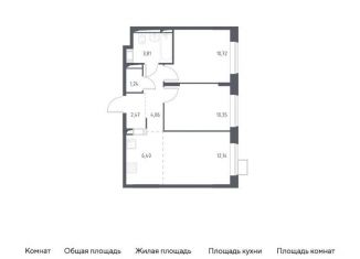 Продается 2-комнатная квартира, 51.2 м2, деревня Мисайлово, микрорайон Пригород Лесное, к5.1