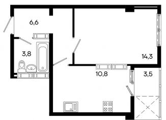 1-комнатная квартира на продажу, 39 м2, Симферополь, улица Трубаченко, 21, Центральный район