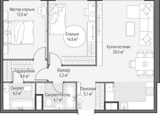 Продается 2-ком. квартира, 77.5 м2, Москва, ЖК Вест Гарден, проспект Генерала Дорохова, 39к2А