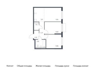 Двухкомнатная квартира на продажу, 52.2 м2, деревня Мисайлово, Каширское шоссе - Молоково - Андреевское
