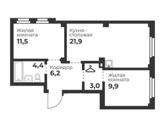 Продажа двухкомнатной квартиры, 56.9 м2, Челябинская область