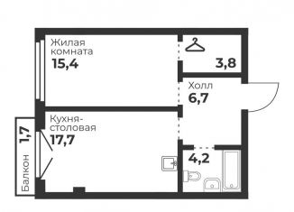 Продаю однокомнатную квартиру, 47.8 м2, Челябинская область