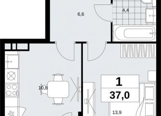 Продажа 1-комнатной квартиры, 37 м2, поселение Сосенское, ЖК Скандинавия