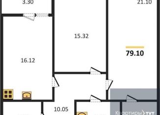 Продам 2-ком. квартиру, 75.3 м2, Воронеж, Московский проспект, 132, Центральный район