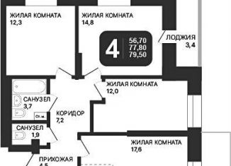 Продам двухкомнатную квартиру, 77.8 м2, Новосибирск, ЖК Никольский Парк
