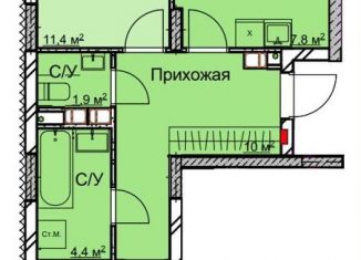 Продается 2-ком. квартира, 59.8 м2, Нижний Новгород, микрорайон Станкозавод