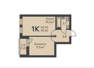 Продажа 1-комнатной квартиры, 35.4 м2, Пермский край, Городская эспланада