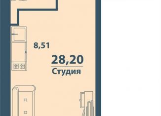 Продажа 1-ком. квартиры, 28.2 м2, Ульяновск, жилой комплекс Юность, 3