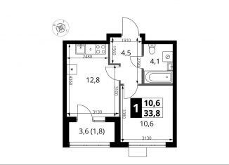 Продается 1-комнатная квартира, 33.8 м2, Москва, жилой комплекс 1-й Ясеневский, к1