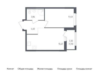 Продаю 1-комнатную квартиру, 37.3 м2, Ленинградская область