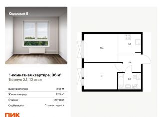 Продажа 1-комнатной квартиры, 36 м2, Москва, Бабушкинский район