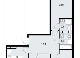 Продам 3-комнатную квартиру, 73.3 м2, Москва, жилой комплекс Прокшино, к11.2.1