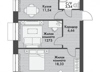 Продаю двухкомнатную квартиру, 52.6 м2, поселок Октябрьский