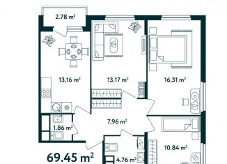 Продается 3-ком. квартира, 69.5 м2, поселок Мещерино