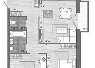 Продается 3-комнатная квартира, 65.5 м2, Новосибирск, ЖК на Королёва, улица Королёва, 4