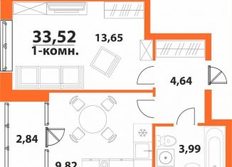 1-ком. квартира на продажу, 33.5 м2, Ульяновская область, ЖК Аквамарин-2, 1