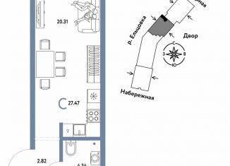 Продам квартиру студию, 27.5 м2, Новосибирск, метро Площадь Гарина-Михайловского, 2-я Сухарная улица, 109