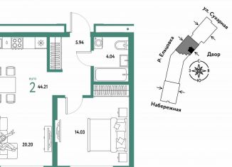 Продается 2-комнатная квартира, 44.2 м2, Новосибирск, метро Площадь Гарина-Михайловского