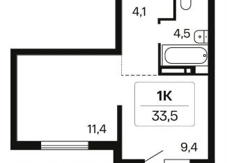 Продам однокомнатную квартиру, 33.5 м2, Новосибирская область, Игарская улица, 5