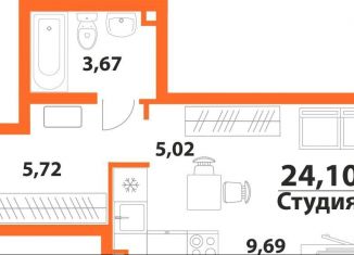 Продается 1-ком. квартира, 24.1 м2, Ульяновск, ЖК Аквамарин-2, 1