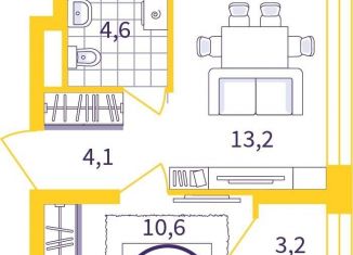 Продается однокомнатная квартира, 34 м2, Екатеринбург, Чкаловский район