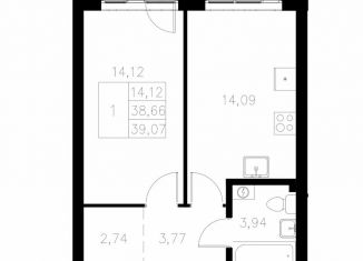 Продаю 1-ком. квартиру, 39.1 м2, Казань, Адмиралтейская улица, 2