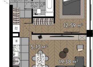 Продается однокомнатная квартира, 46.9 м2, Москва, метро Октябрьское поле, улица Берзарина, 37