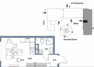 Квартира на продажу студия, 25.4 м2, Тюмень