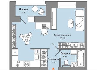 Продаю 1-комнатную квартиру, 37 м2, Удмуртия