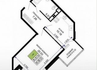 Продажа однокомнатной квартиры, 45.3 м2, Краснодар, улица Ветеранов, 85к1, микрорайон 2-я Площадка