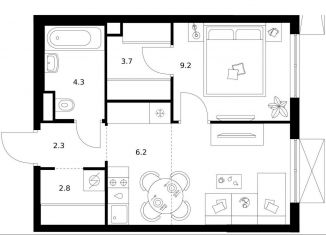 Продам 1-комнатную квартиру, 38.2 м2, Москва, метро Кантемировская, жилой комплекс Кавказский Бульвар 51, 3.5