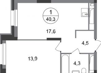 Продаю 1-ком. квартиру, 40.3 м2, Московский