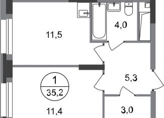 Однокомнатная квартира на продажу, 35.2 м2, Московский