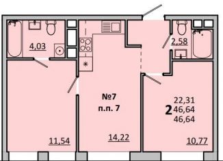 Продам 2-комнатную квартиру, 46.6 м2, Одинцово, Белорусская улица, 5