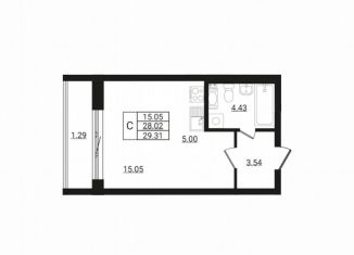 Продажа квартиры студии, 29.3 м2, деревня Разбегаево
