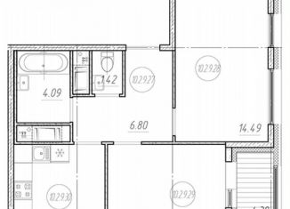 Продажа 2-комнатной квартиры, 52.3 м2, Санкт-Петербург, метро Звёздная, Московское шоссе, 36