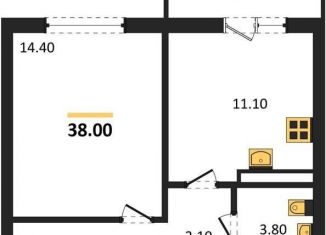 Продажа однокомнатной квартиры, 38 м2, село Ямное, Просёлочная улица, 2к5