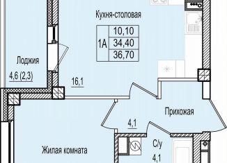 Продается однокомнатная квартира, 36.7 м2, Псков