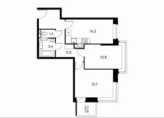 Продажа 2-ком. квартиры, 54.5 м2, Щёлково, Центральная улица, 65