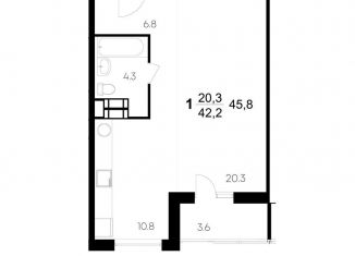1-комнатная квартира на продажу, 45.8 м2, Волжский