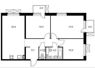 Продается 3-ком. квартира, 79.8 м2, поселение Московский, ЖК Саларьево Парк