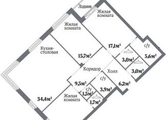 Продажа 3-ком. квартиры, 117.1 м2, Челябинск, ЖК Ньютон, Комсомольский проспект, 141